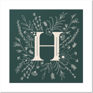 Botanical Letter H (Forest Green) Posters and Art